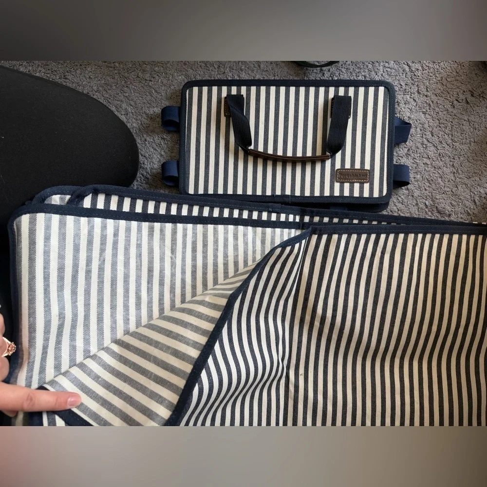 Navy and Cream Striped Beach Towel